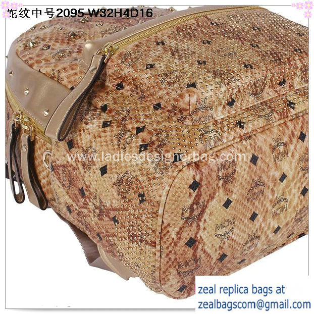 High Quality Replica Hot Sale MCM Armour Medium Backpack Snake Leather MC2095 Gold - Click Image to Close